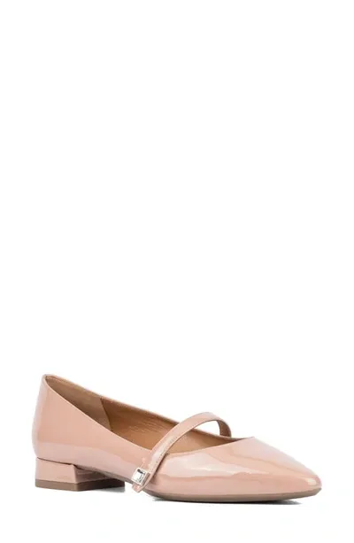 Aquatalia Priya Pointed Patent Mary Jane Flats In Nude