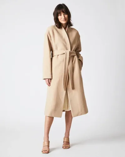 Reid Camille Wrap Coat In Camel