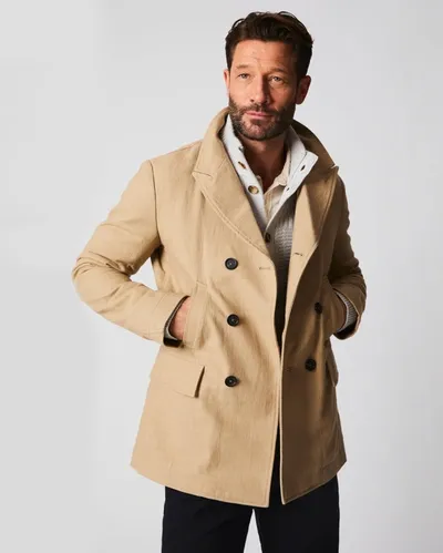 Reid Canvas Bond Peacoat In Sand