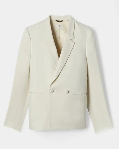 Reid Double Breasted Tuxedo Jacket In Cream