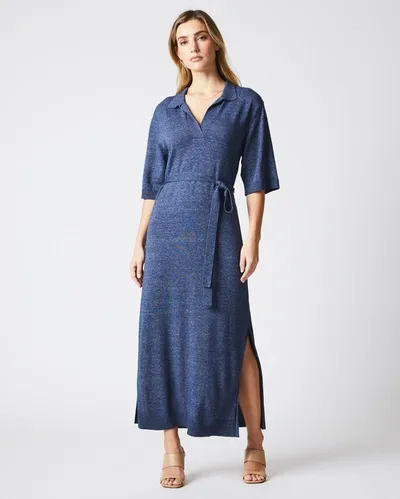 Reid Knit Polo Dress In Coastal Blue