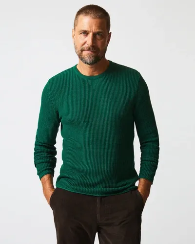 Reid Mini Waffle Crew Sweatshirt In Emerald