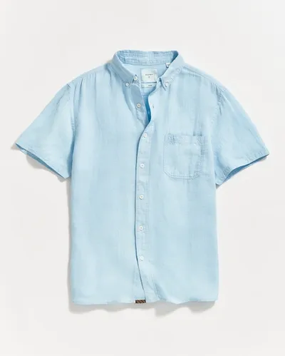 Reid S/s Linen Tuscumbia Shirt Bd In Sea Blue