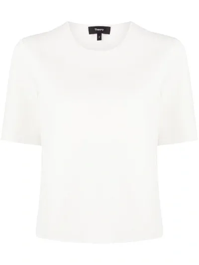 Theory Short-sleeve Jersey T-shirt In 100 White