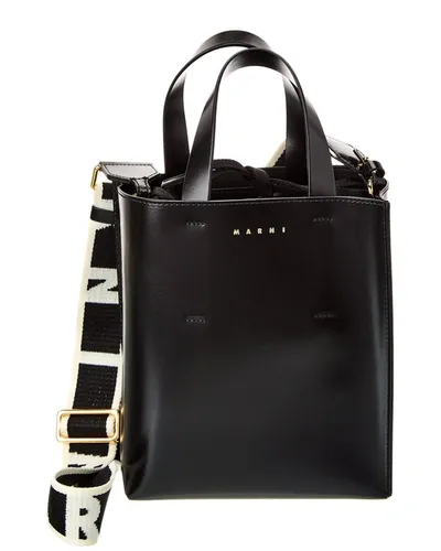 Marni Museo Mini Leather Tote In Black