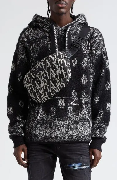 Amiri Bandana Hooded Brushed-knit Jumper In Black