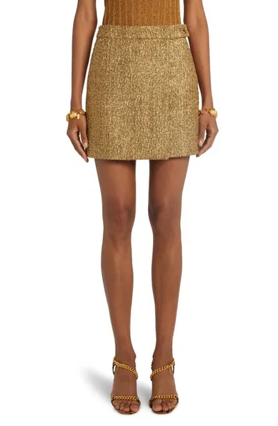 Tom Ford Wool Blend Tweed Mini Skirt In Antique Go