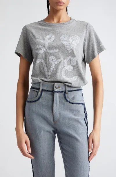 Cinq À Sept Cinq A Sept Love Heart Cotton Tee In Heather Grey