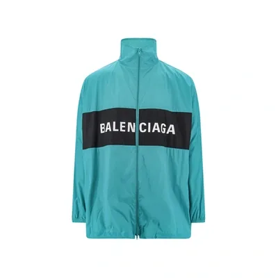 Balenciaga Windbreaker Logo Jacket In Green