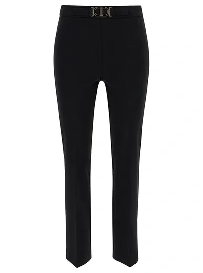 Twinset Cropped Tailored Trousers In Black