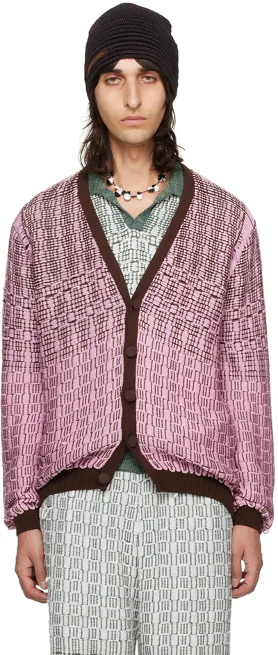 Isa Boulder Pink & Brown Mat Cardigan In Cherry