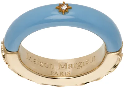 Maison Margiela Gold & Blue Enamel Ring In 961 Gold/blue