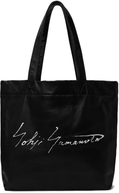 Yohji Yamamoto Black Discord Large Signature Tote In 2 Black