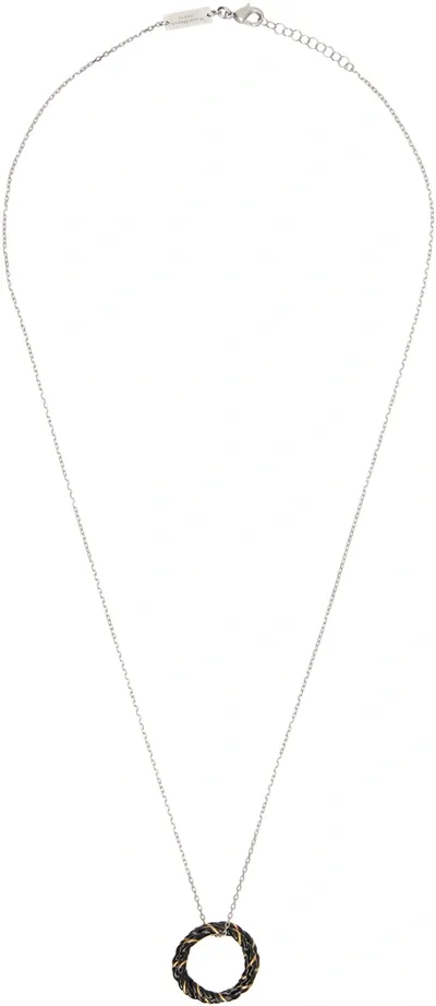 Maison Margiela Silver Pendant Necklace In 967 Palladio/black