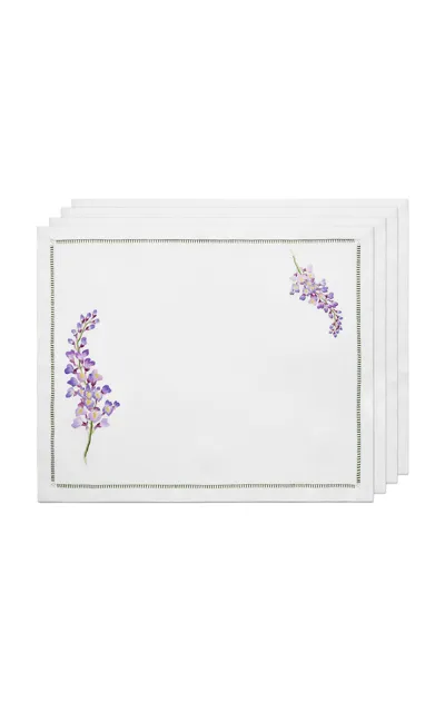 Tiffany & Co Set-of-four Wisteria Embroidered-linen Placemats In Multi