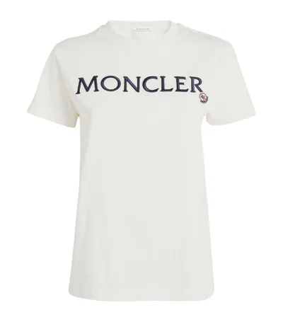 Moncler Embroidered Logo T-shirt In White