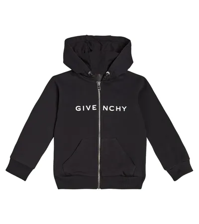 Givenchy Kids' Logo Cotton-blend Jersey Track Jacket In Black