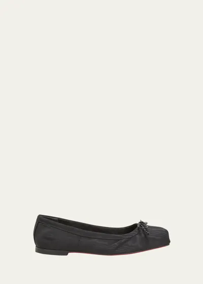 Christian Louboutin Mamadrague Napa Bow Ballerina Flats In Black