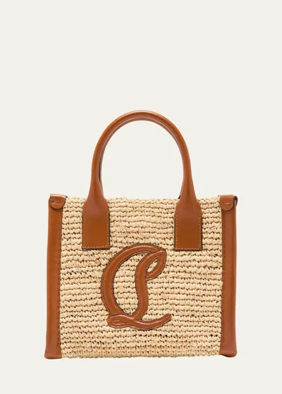 Christian Louboutin By My Side Mini Tote In Raffia With Cl Logo In Brown