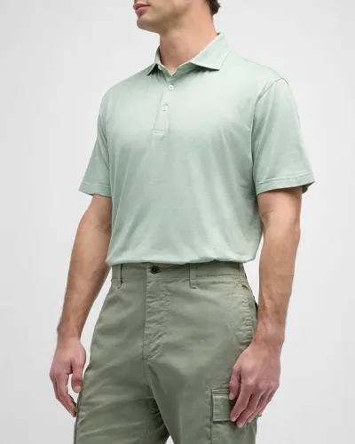 Peter Millar Men's Crown Crafted Excursionist Flex Polo Shirt In Sage Fog