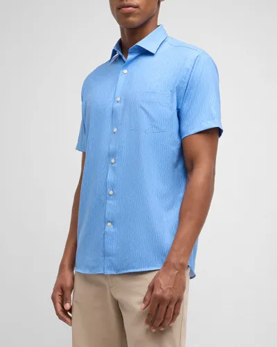 Peter Millar Men's Crown Clamming Performance Poplin Sport Shirt In Mint Blue