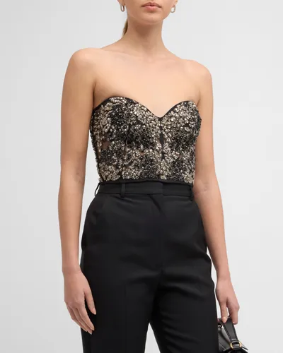 Alexander Mcqueen Beaded Corset Top In Black