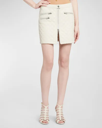 Tom Ford Quilted Guanteria Lamb Leather Zip-front Mini Skirt In Birch