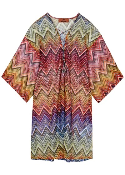 Missoni Zigzag-intarsia Fine-knit Kaftan In Multicoloured