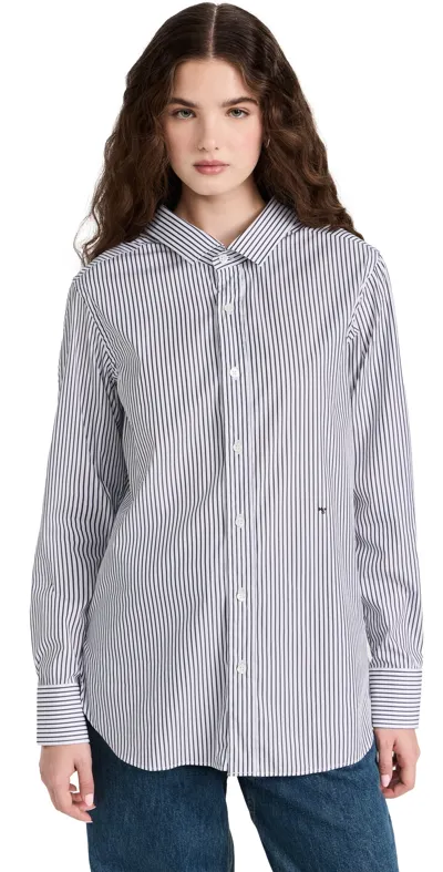 Hommegirls White Front Back Shirt In Faded Black Stripe