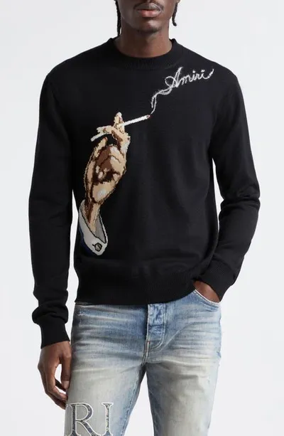 Amiri Smoke Crewneck In Black