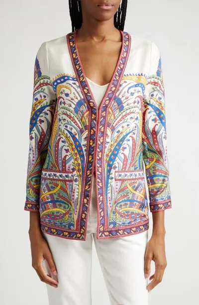 Etro Silk Twill Jacket Clothing In Print Floral White