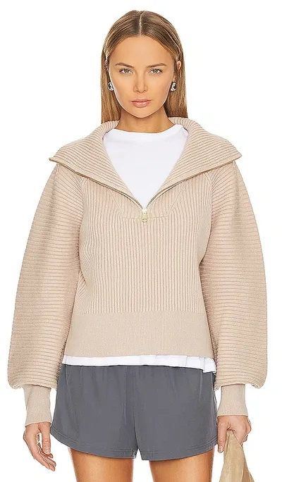 Varley Reid Half Zip Sweater In Beige