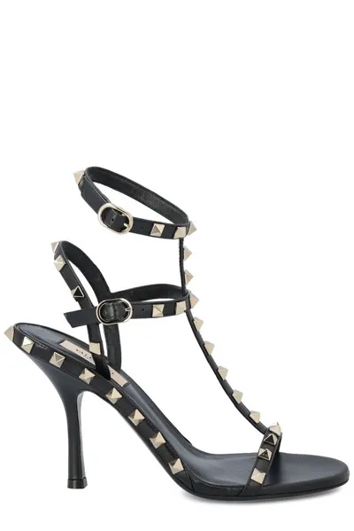 Valentino Garavani Rockstud Ankle Strap Sandals In Black