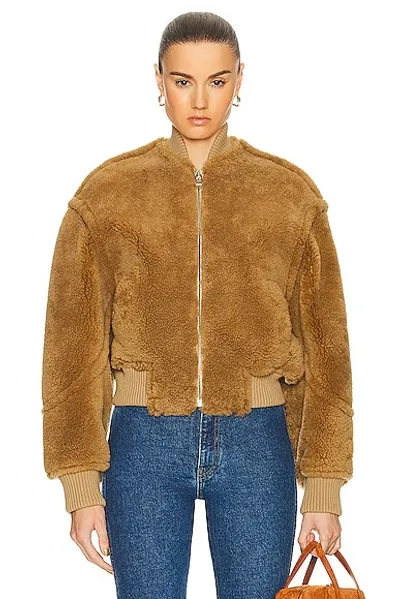 Jacquemus Le Blouson Pilou Lamb Fur Jacket In Camel