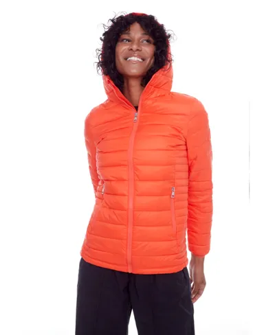 Alpine North Yoho Ladies' Women's Vegan Down (recycled) Lightweight Packable Puffer In Tangerine