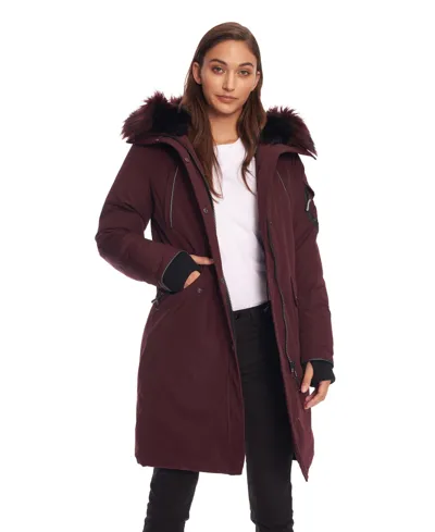 Alpine North Women's Laurentian | Long Parka Winter With Faux Fur Hood In Red