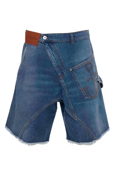 Jw Anderson Twisted Workwear Denim Shorts In Blue