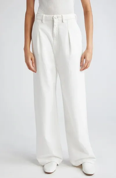 Loulou Studio Attu Cotton Wide Leg Jeans In White