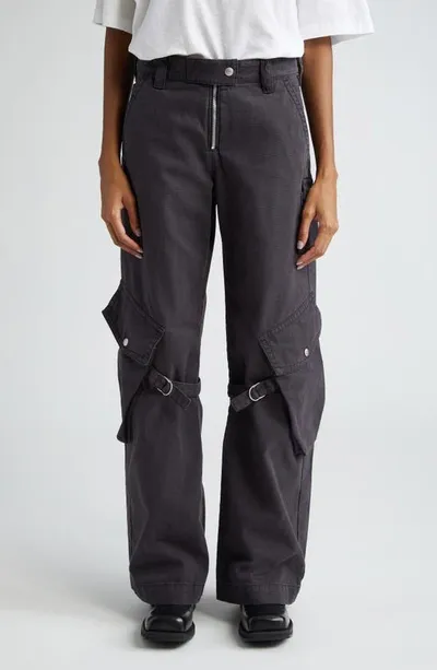 Acne Studios Potinal Cotton Canvas Cargo Pants In Charcoal Grey