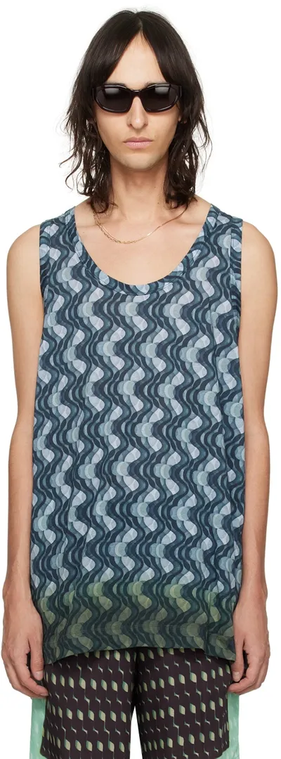 Dries Van Noten Blue Gradient Tank Top In Grey