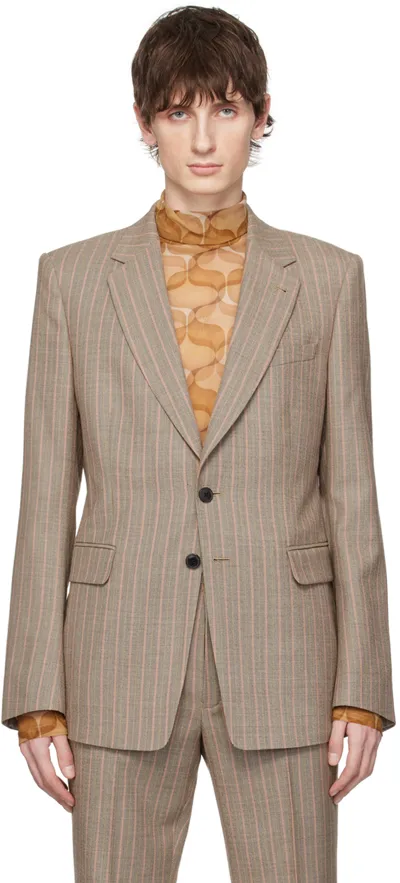 Dries Van Noten Brown Striped Blazer In 703 Brown