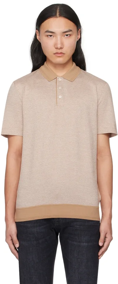 Hugo Boss Beige Spread Collar Polo In Medium Beige 260