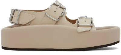 Mm6 Maison Margiela Beige Webbing Slip-on Platform Sandals In H9970 Pebble/doeskin