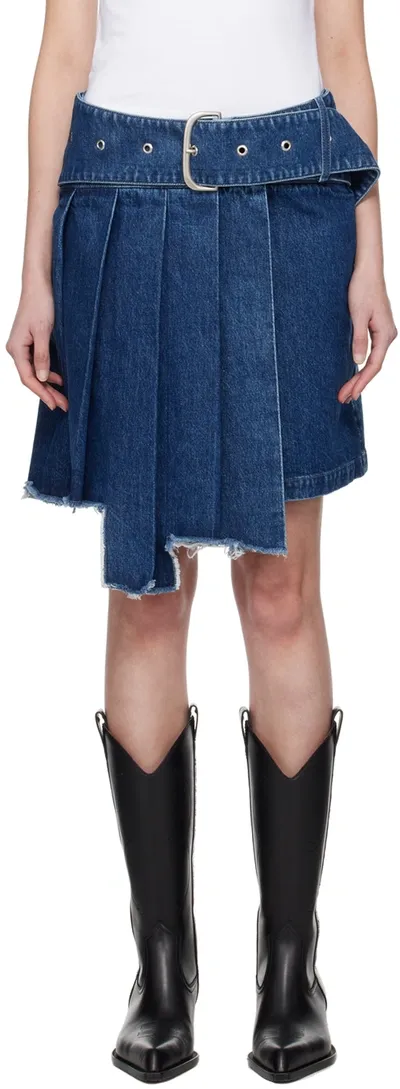 Off-white Blue Pleated Denim Miniskirt