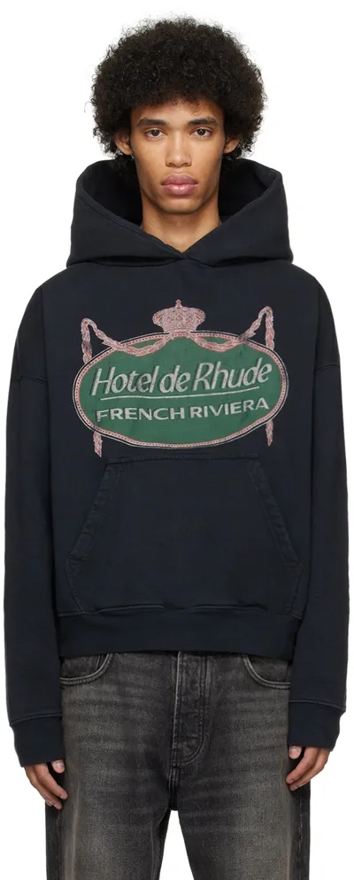 Rhude Riviera Hoodie In Vintage Black