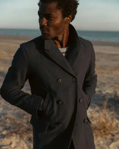 Reid Canvas Bond Peacoat In Navy