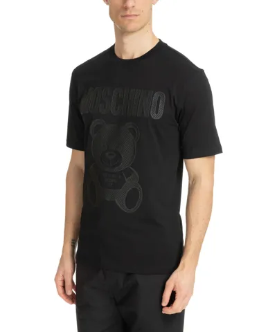 Pre-owned Moschino T-shirt Herren Teddy Bear 241zrv072720411555 Black Schwarz Kurze Ärmel