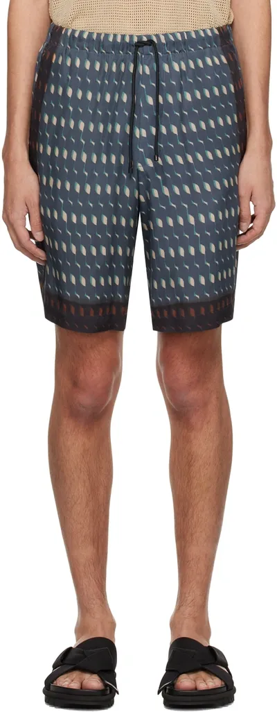 Dries Van Noten Navy Drawstring Shorts In 504 Blue