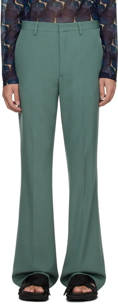 Dries Van Noten Green Flared Trousers In 506 Raf