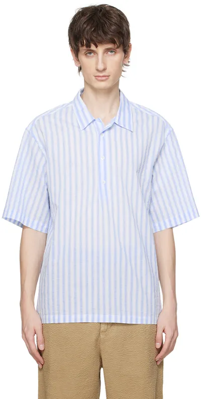 Barena Venezia White & Blue Mola Barai Shirt In 110